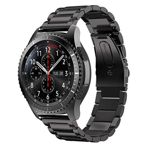 Kanzd Stainless Steel Bracelet Watch Band Strap for Samsung Gear S3 (Black)