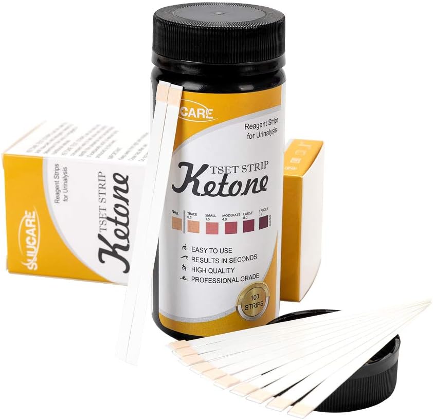 SUUCARE Ketone Test Strips, 100Pcs Accurate Ketosis Urine Testing Strips for Keto Diabetics, Low Carbon Diet, Ketogenic Measurement