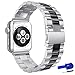 HUANLONG Apple Watch Band, Latest Solid Stainless Steel Metal Replacement 3 Pointers Watchband Bracelet with Double Button Folding Clasp for Apple Watch Iwatch (silver/black 42mm)
