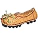 Mordenmiss Women's Handwork Leather Flat Flower Pattern Slip-on Loafer Shoes