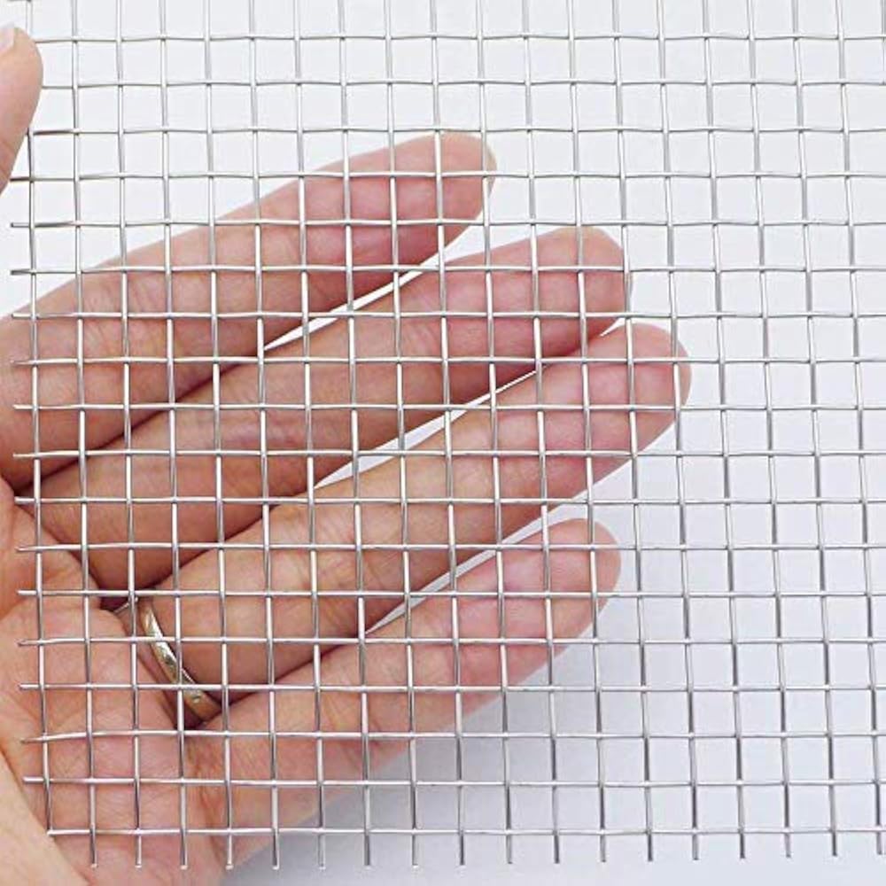 TIMESETL 2 Pack 304 Stainless Steel Woven Wire 5 Mesh, 11.75"x23.5"( 30cmx60cm) Cabinets Wire Mesh Garden Guard Screen Metal Security Mesh Window Screen Mesh