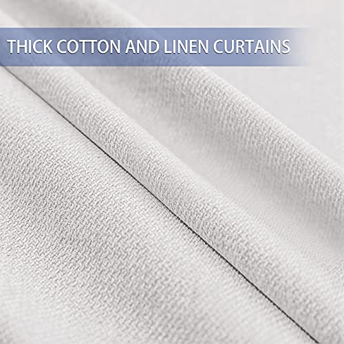 TFJ Cream Linen Blackout Curtain Panels 52 x 84 Inch Window Draperies, 2 Pieces Thermal Insulated Drapes for Bedroom, Living Room, Kitchen, Cream
