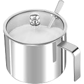 KEMIYIXIAN Stainless Steel Sugar Bowl with Handle, Clear Lid (for Better Recognition) and Sugar Spoon for Home and Kitchen, Cylinder Shape, 16.8 Ounces(500 Milliliter)&hellip;
