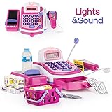 Prextex Pretend Play Electronic Toy Cash Register With Mic Speaker And Play Money Included Christmas Gift For Kids