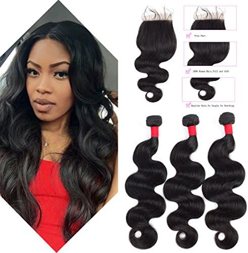 Juyouya Malaysian Virgin Hair Lace Frontal Closure with Body Wave Hair Free Part 4x4 10''-20'' Grade 8A Top Quality Unprocessed Human Hair Top Lace Closure 400g (18 20 22 +18)