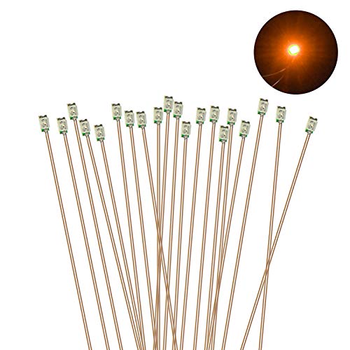 Evemodel C0603R 20pcs Pre-soldered micro 0.1mm Copper Wired RED SMD Led 0603