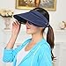 Eforstore New Chic Pure Color Wide Brim Sunhat Hat with Retractable Visor (Navy Blue)
