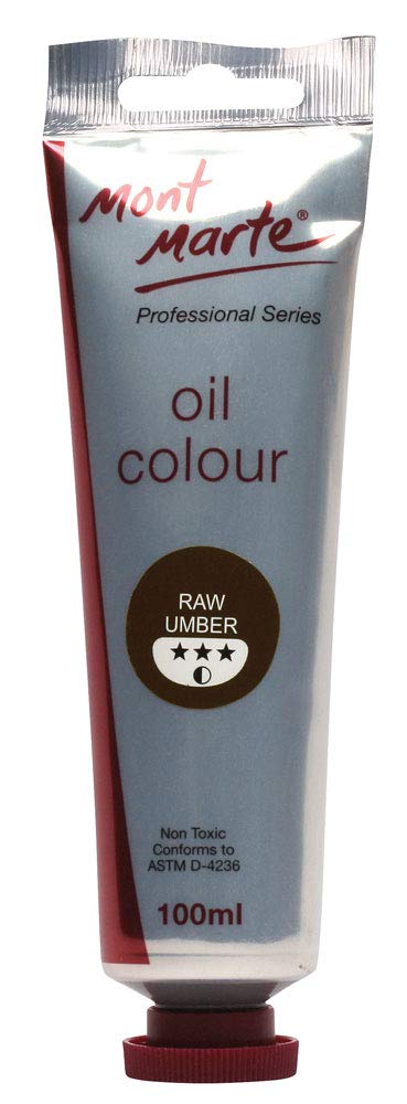 MONT MARTE Premium Oil Paint, 100ml (3.4oz), Raw Umber, Good Coverage, Excellent Tinting Strength