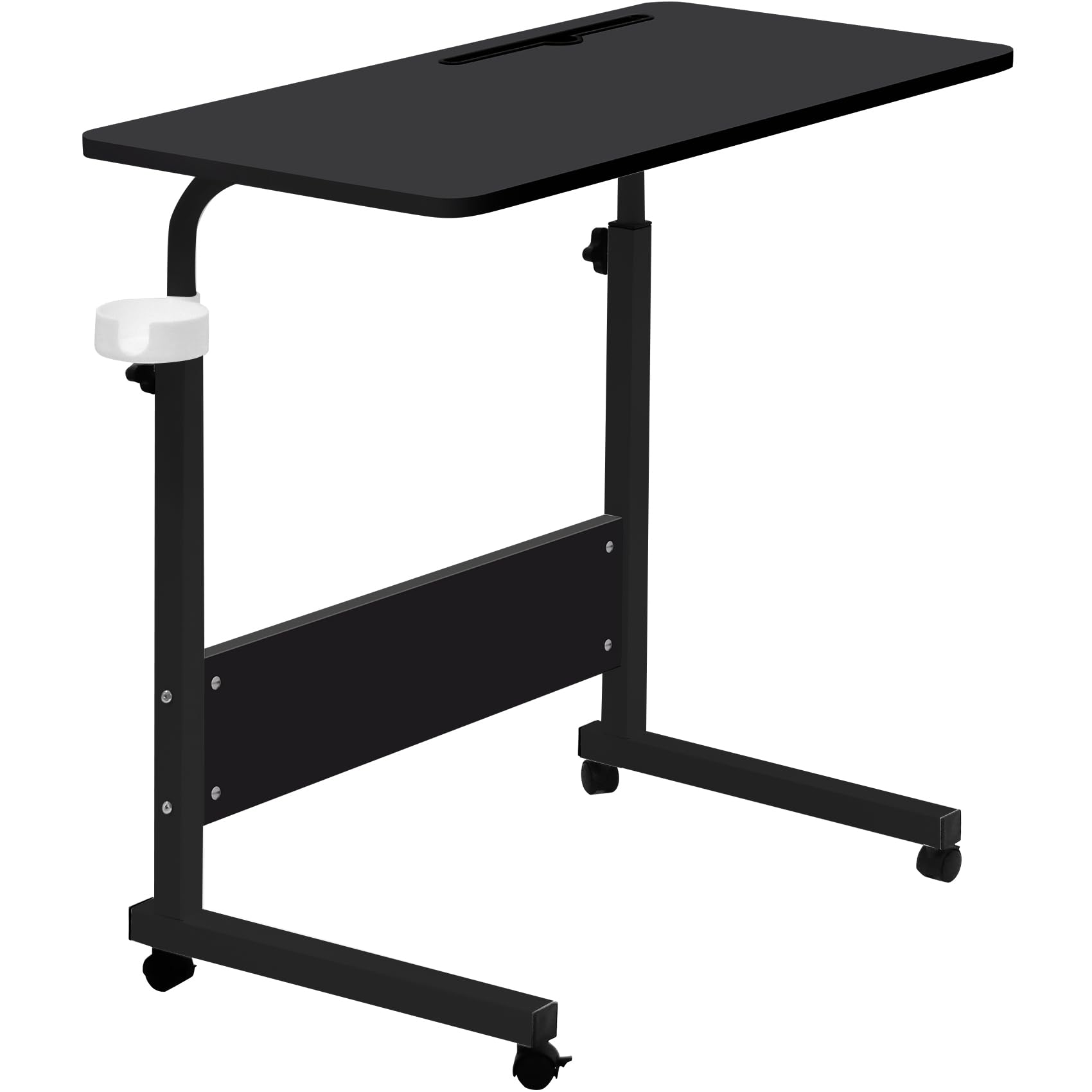 GRANDMA SHARK 80 × 40 cm Computer Desk, Gaming Desk, Rolling Table Bed Sofa for Laptop Height Folding Table with 4 Wheels (Black)