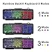 MFTEK Rainbow Backlit Wired Gaming Keyboard and Mouse Combo with LED Glowing PC Over-Ear Headset Set+ Mouse Pad for Gaming Computerthumb 1