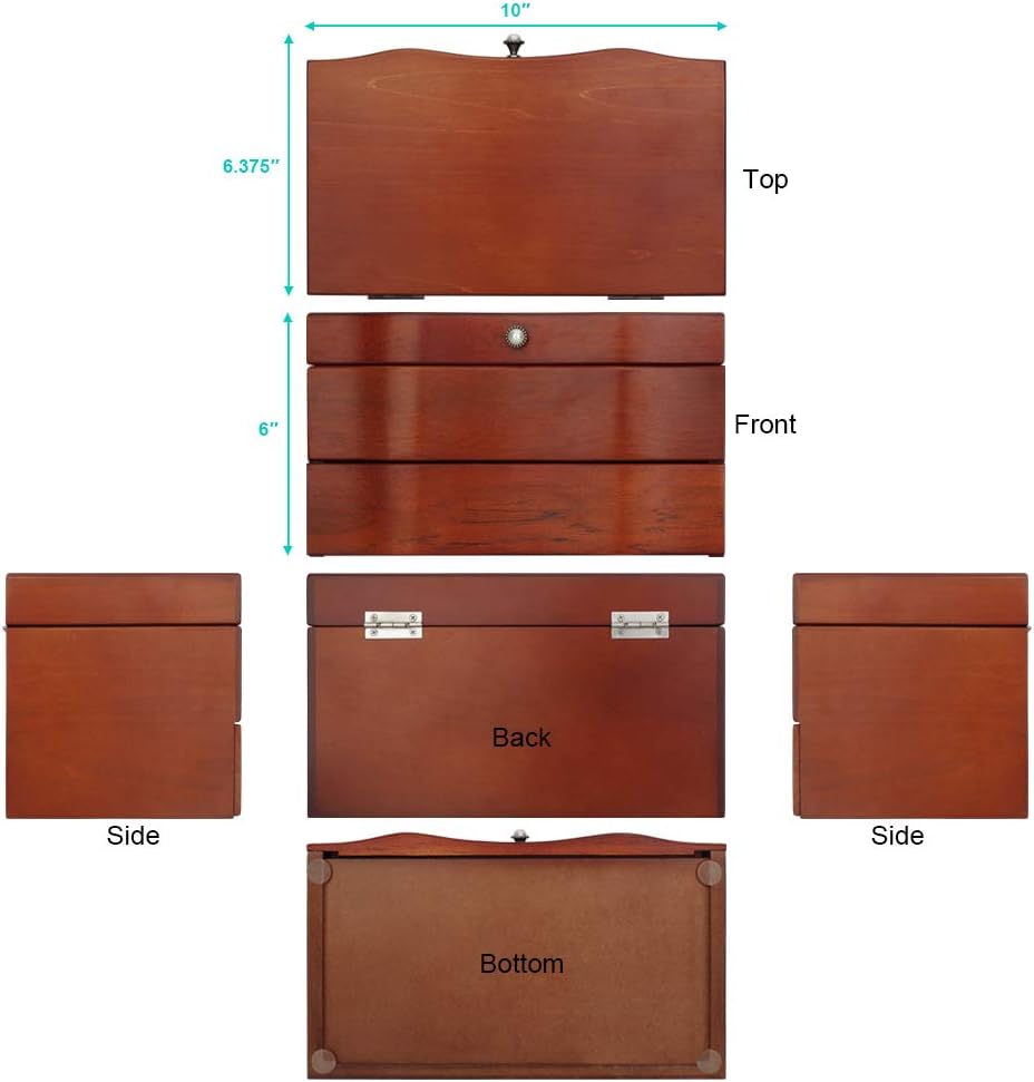 Solid Wooden Jewelry Box with Mirror and Drawer Brown: Home Improvement