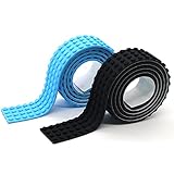 Reusable Silicone Self-Adhesive Building Block Tape, Compatible With Lego Collection Construction, Educational Inspire Imagination Toys, 4 studs (Black+Light Blue)