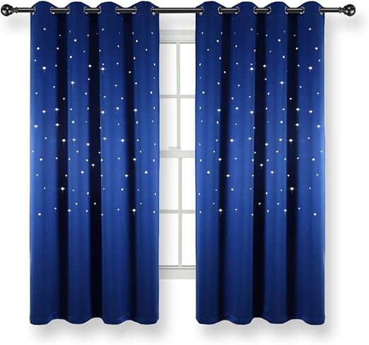 Amazon Com Kotile Space Star Curtains Laser Cutting Out Star