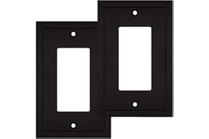 HENNE BERY Modern Edge Decorative Wall Plate Switch Plate Outlet Cover, Durable Solid Zinc Alloy (Single Decorator 2PK, Matte Black)