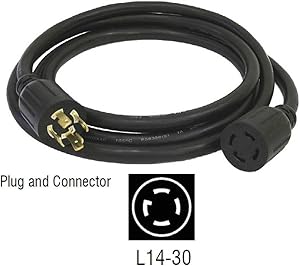 Generac 6329 50-Foot 30-Amp Generator Cord with NEMA L14-30 Ends for Maximum 7,500 Watt Generators