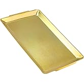15.8" x 9.5" Large Serving Platters, Stainless Steel Heavy-Duty Large Serving Trays, Gold Rectangular Plates for Food, Fruit, Party, Wedding, Christmas, Chip and Scratch Resistant