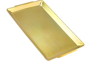 40X24 cm Large Serving, Stainless Steel Heavy-Duty Large Serving Trays, Gold Rectangular Plates for Food, Fruit, Party, Weddi