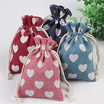 50 Burlap säckchen jutebeutel Stoffbeutel RUBY M Hochzeit geschenktüten