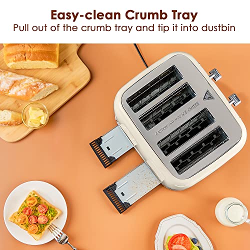 REDMOND Toaster 4 Slice, Retro Stainless Steel Toaster with Extra Wide