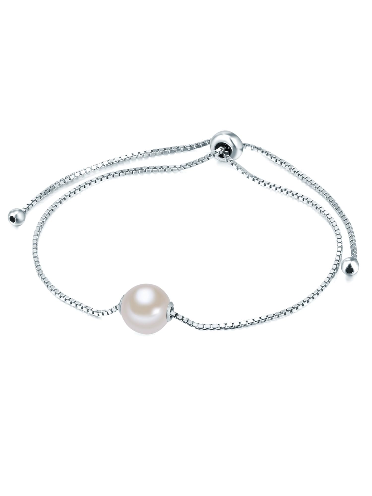 Valero Pearls Female 925/- Sterling Silver Fresh Water Cultured Pearl(s) approx. 8,0-9,0 mm Box bracelet
