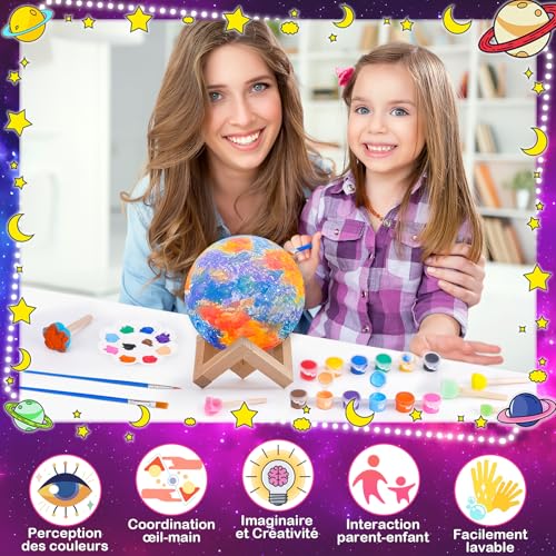 Girl Gift 7 8 9 10 Years: Toy Child 5 6 7 8 Years Manual Activities for Children Creative Leisure Children 8-9-10-11 Years Painting Kit Lamp Moon Night Light Birthday Gift Girl Boy 3-12 Years