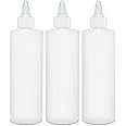 BRIGHTFROM Condiment Squeeze Bottles, 8 OZ Empty Squirt Bottle with Twist Top Cap, Leak Proof - Great for Ketchup, Mustard, Syrup, Sauces, Dressing, Oil, Arts and Crafts, BPA FREE Plastic - 3 PACK