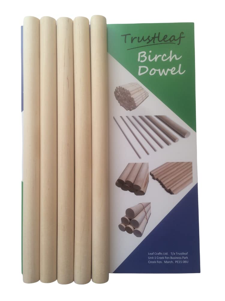 Trustleaf 19mm x 30cm Birch Hardwood Wooden Dowels (5 Dowels) — image 1