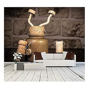 Concept Stucking in a Pot with Wine Cork Figures - Removable Wall Mural | Self-Adhesive Large Wallpaper - 66x96 inches