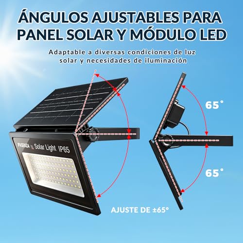 FASENZA Lámpara Solar Exterior: 2000 Lúmenes, 6500K, Batería 4400mAh, Carga 6h Iluminación 12h, 4 Modos de Luz, IP65 Impermeable para Jardín, Patio, Garaje, Granero, 2 Años de Garantía, 2 Paquetes