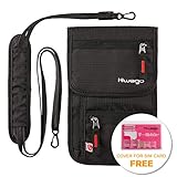 hiwego Travel Neck Pouch Hidden Passport Holder Wallet RFID Blocking/Neck Stash for Men Women (Black)