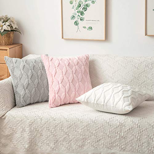 MIULEE Pure White Throw Pillow Covers 18x18, Set of 2 Decorative