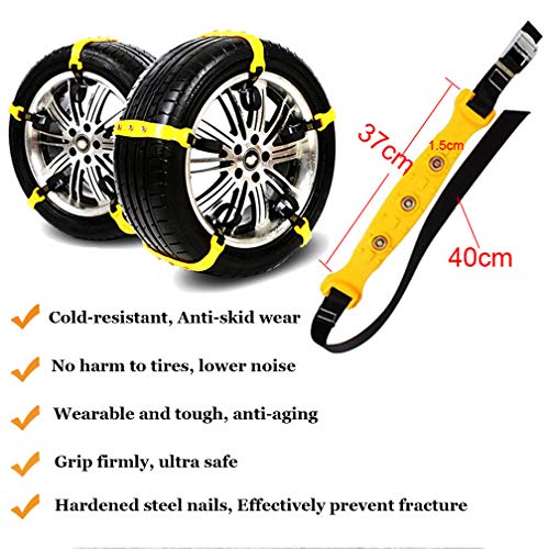 Snow Chains 10 Pcs Anti Slip Tire Chains Adjustable Security Emergency Car Tire Chains Fit for Most Car SUV Truck Vans, 185-295mm/7.2-11.6''
