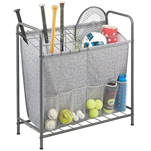 mDesign Sports Equipment Organizer Bin with Front Pockets Basketball