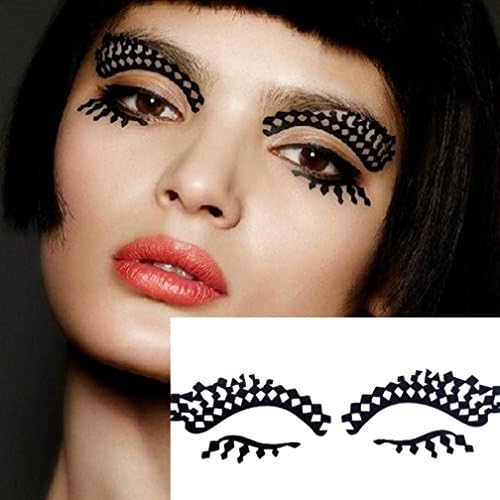 Doublelift 1Pair Paper Cutting Flower Eye Stickers Eyeliner Luxury False Eyelashes (Black)