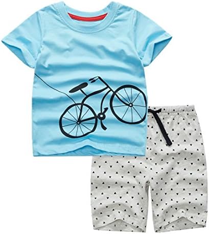 Sooxiwood Boys Shorts Set Bike Printing Casual Size 5 Sky-blue