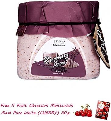 SCENTIO DAILY DELICIOUS RICEBERRY CREAM SCRUB NATURAL GLOW HYDRATION[GET FREE TOMATO FACIAL MASK &amp; CERAMINE UV LINE GINKGO PLUS WHITENING CREAM 8.50ML.]