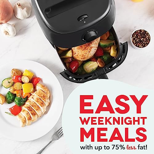 DASH Tasti-Crisp™ Electric Air Fryer Oven Cooker with Temperature Control, Non-Stick Fry Basket, Recipe Guide + Auto Shut Off Feature, 1000-Watt, 2.6Qt, Black