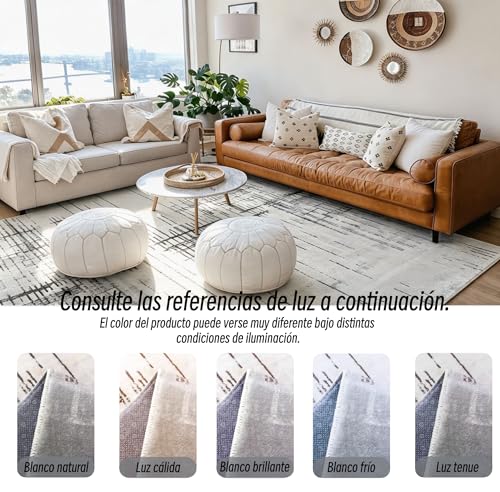 Calore - Tapetes Modernos y Abstractos para Sala de Estar/recámara/Comedor, Tapete de Pelo Medio (Gris/Beige, 6.5 ft x 9.8 ft (200×300cm))