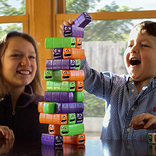 cossy Toppling Tower Tumbling Stacking Board Games, Wobbly Worms Building Blocks with Robust Casing and Three Colors for Kids - Ages 3+ with 24 Pieces