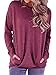 Guandiif Womens Round Neck Sweatshirt Casual Long Sleeve Loose T-Shirts Soft Lightweight Blouse Tops With Pocket