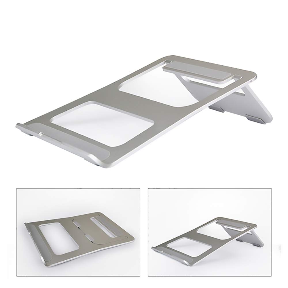 Aluminum Laptop Stand ixaer Portable Adjustable Notebook Stand with Folding Holder for Android or Apple Devices 5.25 to 18.37 Inches 360 Degree Rotating Flexible Arm (Silver)