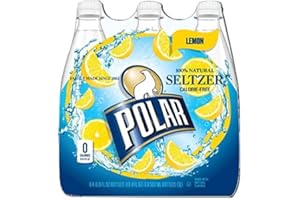POLAR SELTZER Polar 100% Natural Calorie-Free Seltzer Water, 500ml (16.9oz) Bottles (Lemon, Pack of 24)