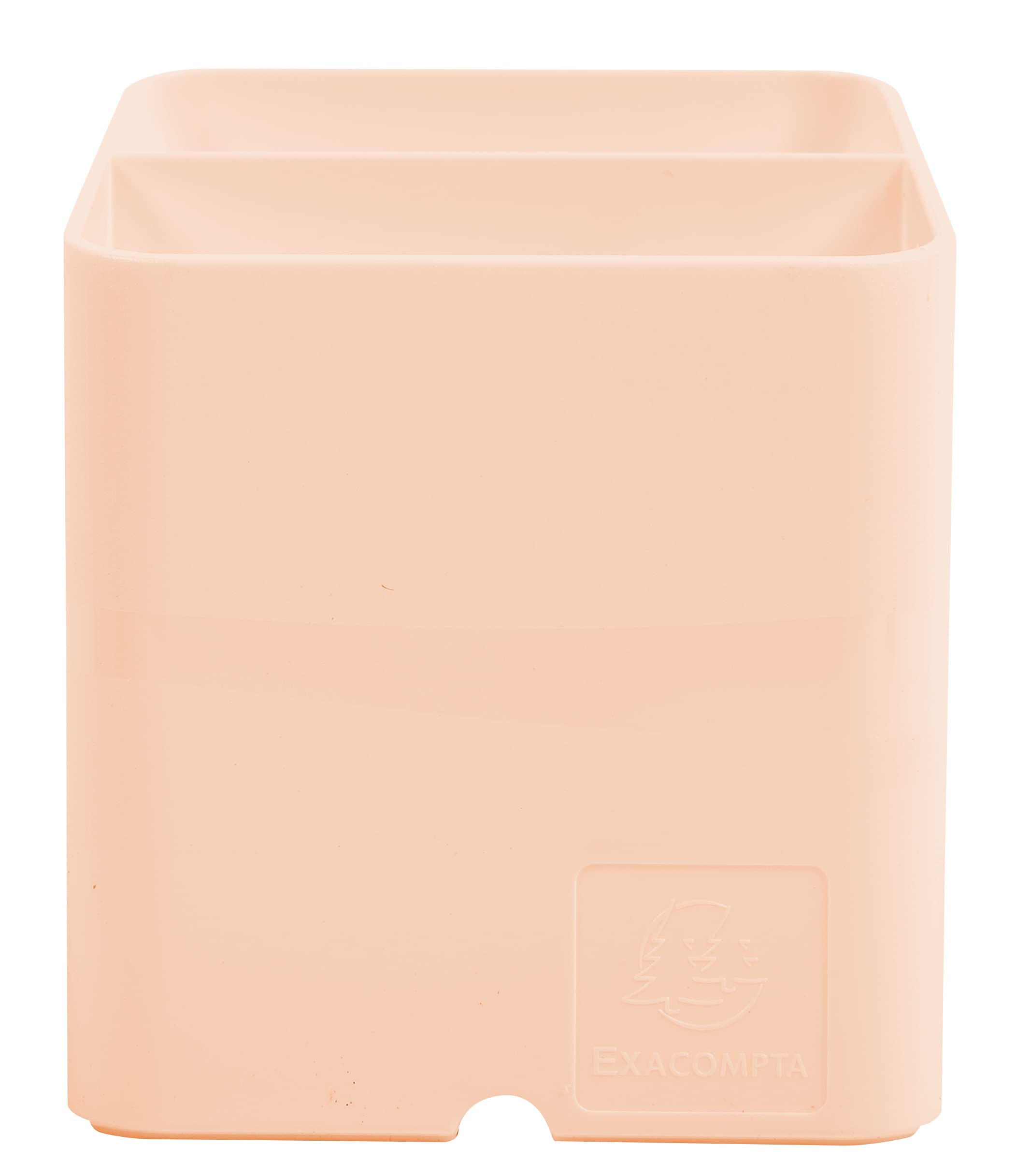 Exacompta - Ref. 67761D - Box of 10 PEN-CUBE Aquarel pencil holders - With 2 compartments of different sizes and heights - dimensions 7.4 x 7.4 x 9.3 cm - coral color