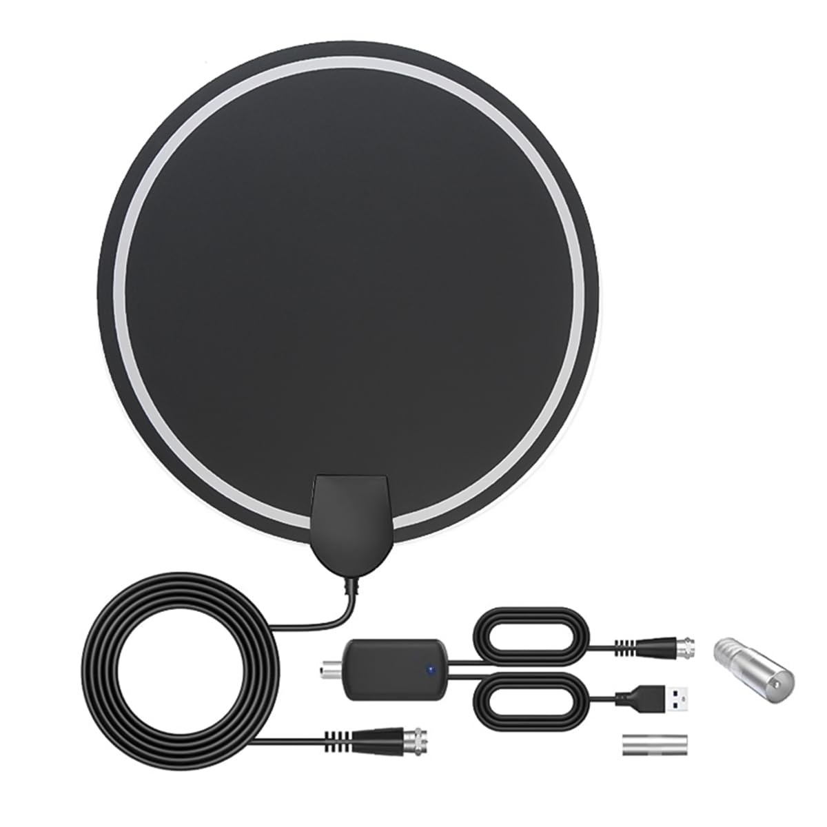 DollaTek Digital TV Antenna 100 Miles Amplifier Signal Booster Indoor Long Range HDTV Support 4K 1080P UHF VHF Local Channels with Cable - Black