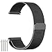 18mm 20mm 22mm Watch Band, amBand Fully Magnetic Closure Clasp Mesh Loop Milanese Stainless Steel Metal Replacement Band Bracelet Strap for Men's Women's Watch Black, Silver