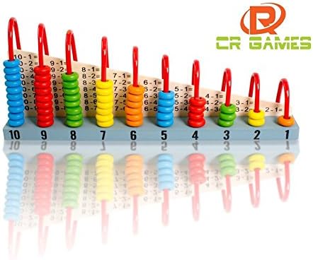 MATH TOYS WOODEN ABACUS - LEARN VISUALLY &amp; HANDS ON - COUNTING TOYS BUILD CONFIDENCE WITH NUMBERS - 55 BEADS