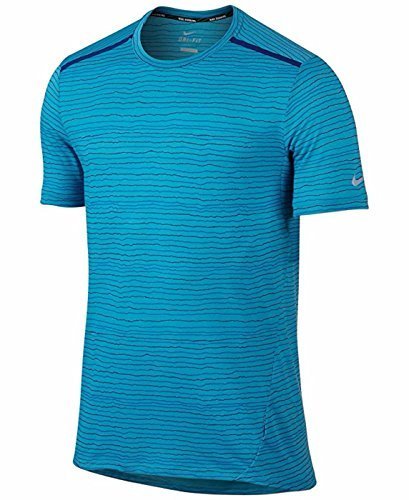Nike Dri-FIT Contour Men s Running Shirt (Medium, Sky/Navy/Blue/Heather Reflective)