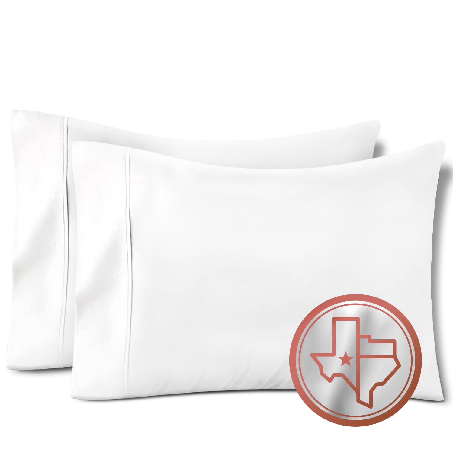 Photo 1 of TEXAS LINEN CO. 100% Egyptian Cotton Pillow Cases Set of 2, 600 Thread Count White Standard/Queen Pillowcase for Sleeping, Soft, Silky Sateen Weave Bed Pillow Cover, Extra Long Staple Pillowcases