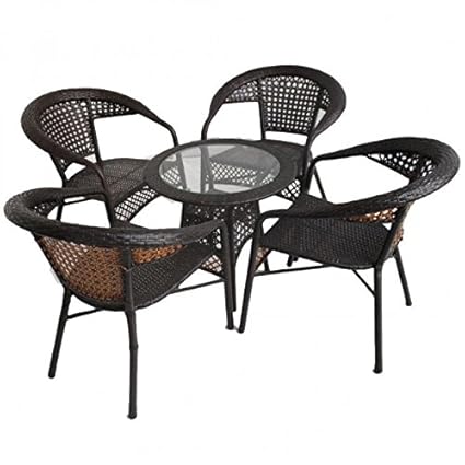 UNIQUE360 Wrought and Cast Iron Alenn 1+4 Seater Out Door Garden Set (Black, Standard Size)