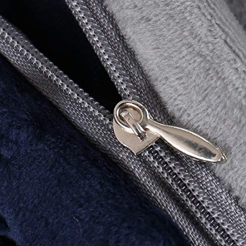 BUZIO Weighted Blanket with Removable Minky Cover | 20 lbs | 60"x80" | for Individual About 230 lbs | Premium Glass Beads | 100% Natural Cotton | Grey/Navy Blue - Thumbnail 4